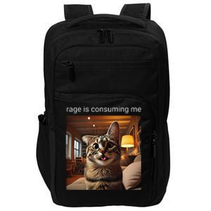 Funny Rage Is Consuming Me Silly Staring Cat Meme Impact Tech Backpack