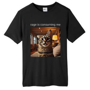 Funny Rage Is Consuming Me Silly Staring Cat Meme Tall Fusion ChromaSoft Performance T-Shirt