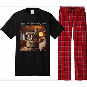 Funny Rage Is Consuming Me Silly Staring Cat Meme Pajama Set