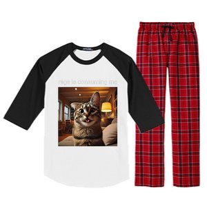 Funny Rage Is Consuming Me Silly Staring Cat Meme Raglan Sleeve Pajama Set