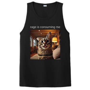 Funny Rage Is Consuming Me Silly Staring Cat Meme PosiCharge Competitor Tank