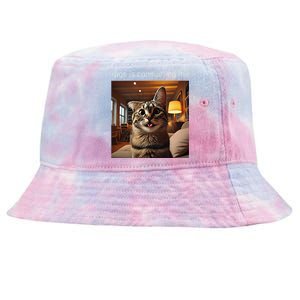 Funny Rage Is Consuming Me Silly Staring Cat Meme Tie-Dyed Bucket Hat