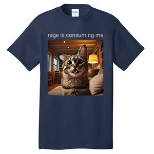 Funny Rage Is Consuming Me Silly Staring Cat Meme Tall T-Shirt