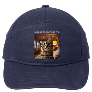 Funny Rage Is Consuming Me Silly Staring Cat Meme 7-Panel Snapback Hat