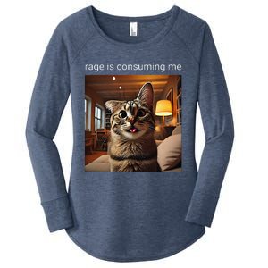 Funny Rage Is Consuming Me Silly Staring Cat Meme Women's Perfect Tri Tunic Long Sleeve Shirt