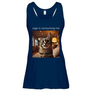 Funny Rage Is Consuming Me Silly Staring Cat Meme Ladies Essential Flowy Tank