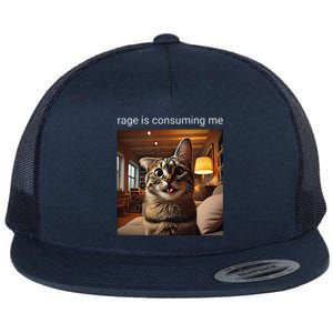 Funny Rage Is Consuming Me Silly Staring Cat Meme Flat Bill Trucker Hat