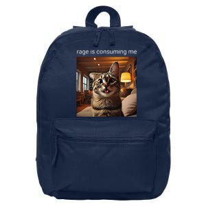 Funny Rage Is Consuming Me Silly Staring Cat Meme 16 in Basic Backpack