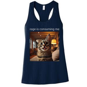 Funny Rage Is Consuming Me Silly Staring Cat Meme Women's Racerback Tank