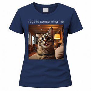 Funny Rage Is Consuming Me Silly Staring Cat Meme Women's T-Shirt