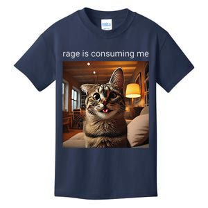 Funny Rage Is Consuming Me Silly Staring Cat Meme Kids T-Shirt