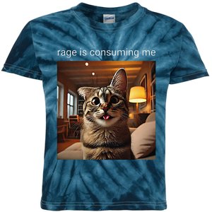 Funny Rage Is Consuming Me Silly Staring Cat Meme Kids Tie-Dye T-Shirt