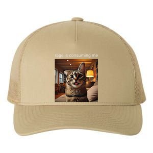 Funny Rage Is Consuming Me Silly Staring Cat Meme Yupoong Adult 5-Panel Trucker Hat