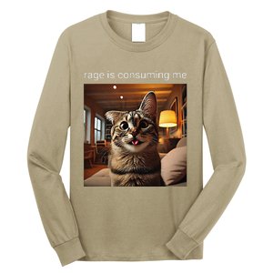 Funny Rage Is Consuming Me Silly Staring Cat Meme Long Sleeve Shirt