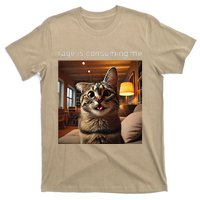 Funny Rage Is Consuming Me Silly Staring Cat Meme T-Shirt