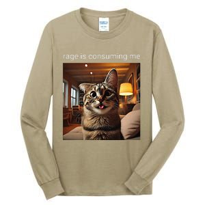 Funny Rage Is Consuming Me Silly Staring Cat Meme Tall Long Sleeve T-Shirt