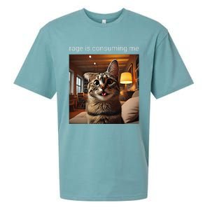 Funny Rage Is Consuming Me Silly Staring Cat Meme Sueded Cloud Jersey T-Shirt