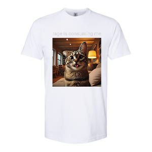 Funny Rage Is Consuming Me Silly Staring Cat Meme Softstyle CVC T-Shirt