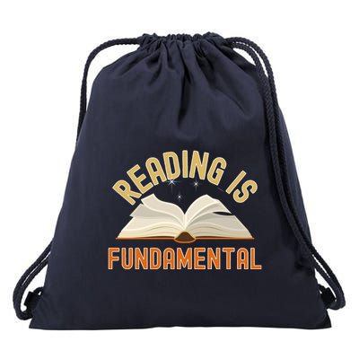 Funny Reading Is Fundamental Reading Book Lovers Drawstring Bag