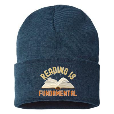Funny Reading Is Fundamental Reading Book Lovers Sustainable Knit Beanie