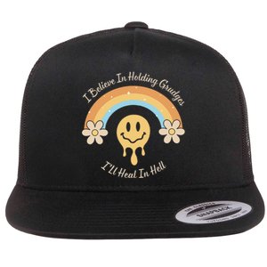 Funny Rainbow I Believe In Holding Grudges I'll Heal In Hell Flat Bill Trucker Hat