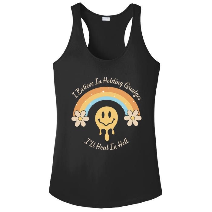 Funny Rainbow I Believe In Holding Grudges I'll Heal In Hell Ladies PosiCharge Competitor Racerback Tank