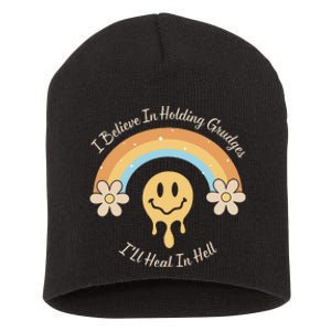 Funny Rainbow I Believe In Holding Grudges I'll Heal In Hell Short Acrylic Beanie