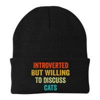 Funny Retro Introverted But Willing To Discuss Cats Knit Cap Winter Beanie