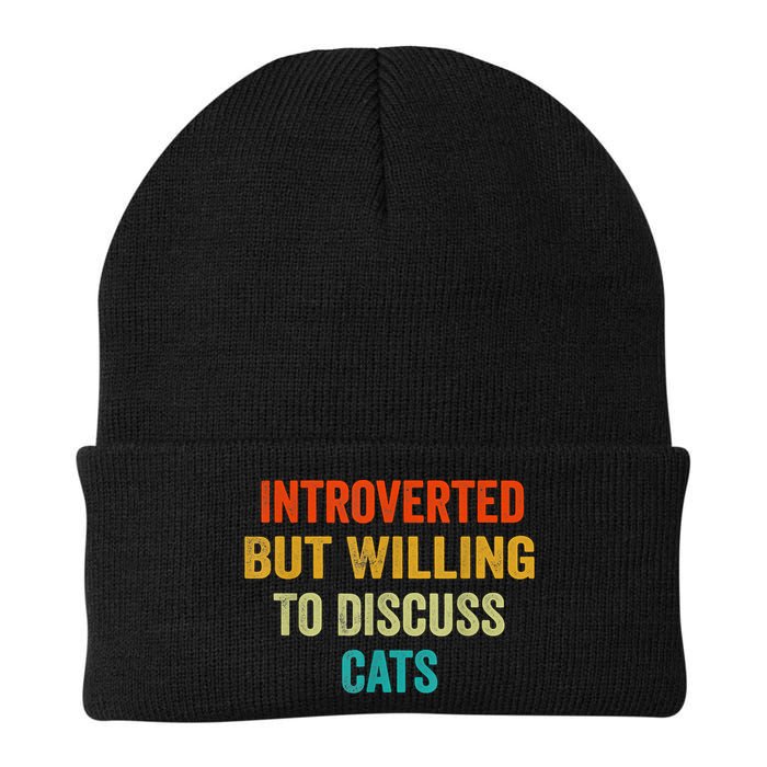 Funny Retro Introverted But Willing To Discuss Cats Knit Cap Winter Beanie