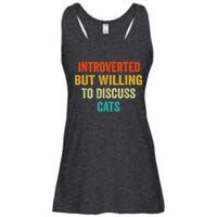Funny Retro Introverted But Willing To Discuss Cats Ladies Essential Flowy Tank