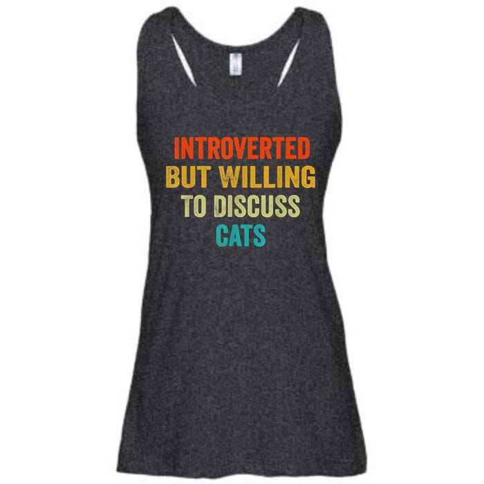 Funny Retro Introverted But Willing To Discuss Cats Ladies Essential Flowy Tank