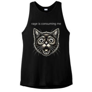 Funny Rage Is Consuming Me Silly Staring Cat Meme Ladies PosiCharge Tri-Blend Wicking Tank