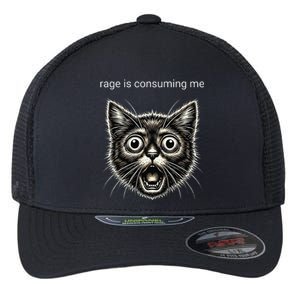 Funny Rage Is Consuming Me Silly Staring Cat Meme Flexfit Unipanel Trucker Cap