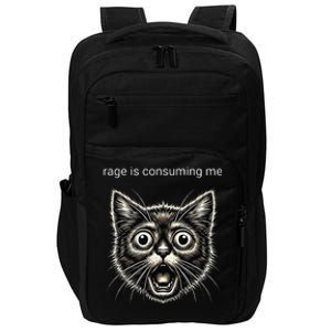 Funny Rage Is Consuming Me Silly Staring Cat Meme Impact Tech Backpack