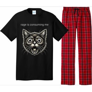 Funny Rage Is Consuming Me Silly Staring Cat Meme Pajama Set