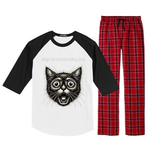 Funny Rage Is Consuming Me Silly Staring Cat Meme Raglan Sleeve Pajama Set