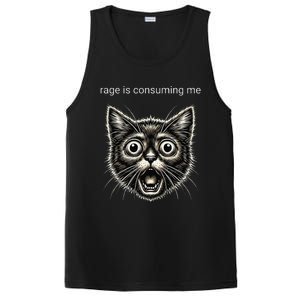 Funny Rage Is Consuming Me Silly Staring Cat Meme PosiCharge Competitor Tank