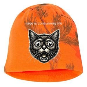 Funny Rage Is Consuming Me Silly Staring Cat Meme Kati - Camo Knit Beanie