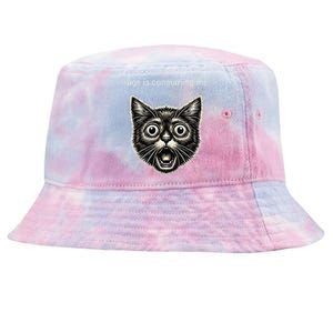 Funny Rage Is Consuming Me Silly Staring Cat Meme Tie-Dyed Bucket Hat