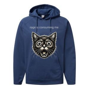 Funny Rage Is Consuming Me Silly Staring Cat Meme Performance Fleece Hoodie