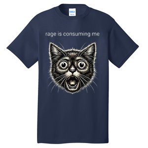 Funny Rage Is Consuming Me Silly Staring Cat Meme Tall T-Shirt