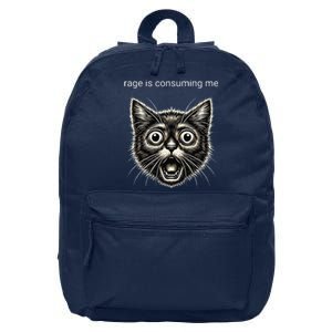 Funny Rage Is Consuming Me Silly Staring Cat Meme 16 in Basic Backpack