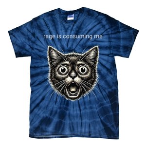 Funny Rage Is Consuming Me Silly Staring Cat Meme Tie-Dye T-Shirt