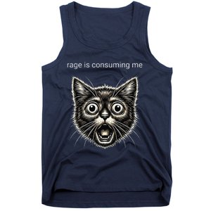 Funny Rage Is Consuming Me Silly Staring Cat Meme Tank Top