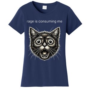 Funny Rage Is Consuming Me Silly Staring Cat Meme Women's T-Shirt