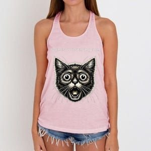 Funny Rage Is Consuming Me Silly Staring Cat Meme Women's Knotted Racerback Tank