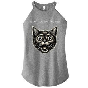 Funny Rage Is Consuming Me Silly Staring Cat Meme Women's Perfect Tri Rocker Tank