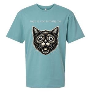 Funny Rage Is Consuming Me Silly Staring Cat Meme Sueded Cloud Jersey T-Shirt