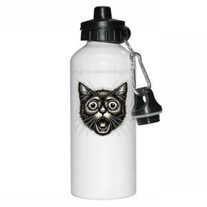 Funny Rage Is Consuming Me Silly Staring Cat Meme Aluminum Water Bottle