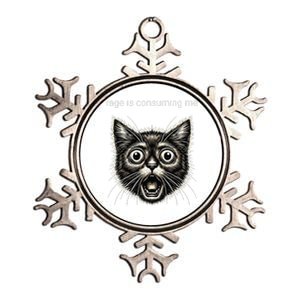 Funny Rage Is Consuming Me Silly Staring Cat Meme Metallic Star Ornament